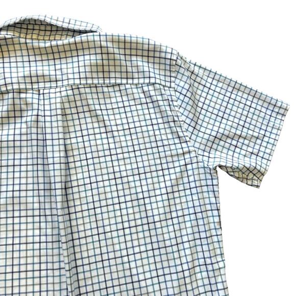Johnnie-O Polo Shirt Mens Large White Blue Purple Plaid Prep-Formance Stretch - Picture 9 of 14